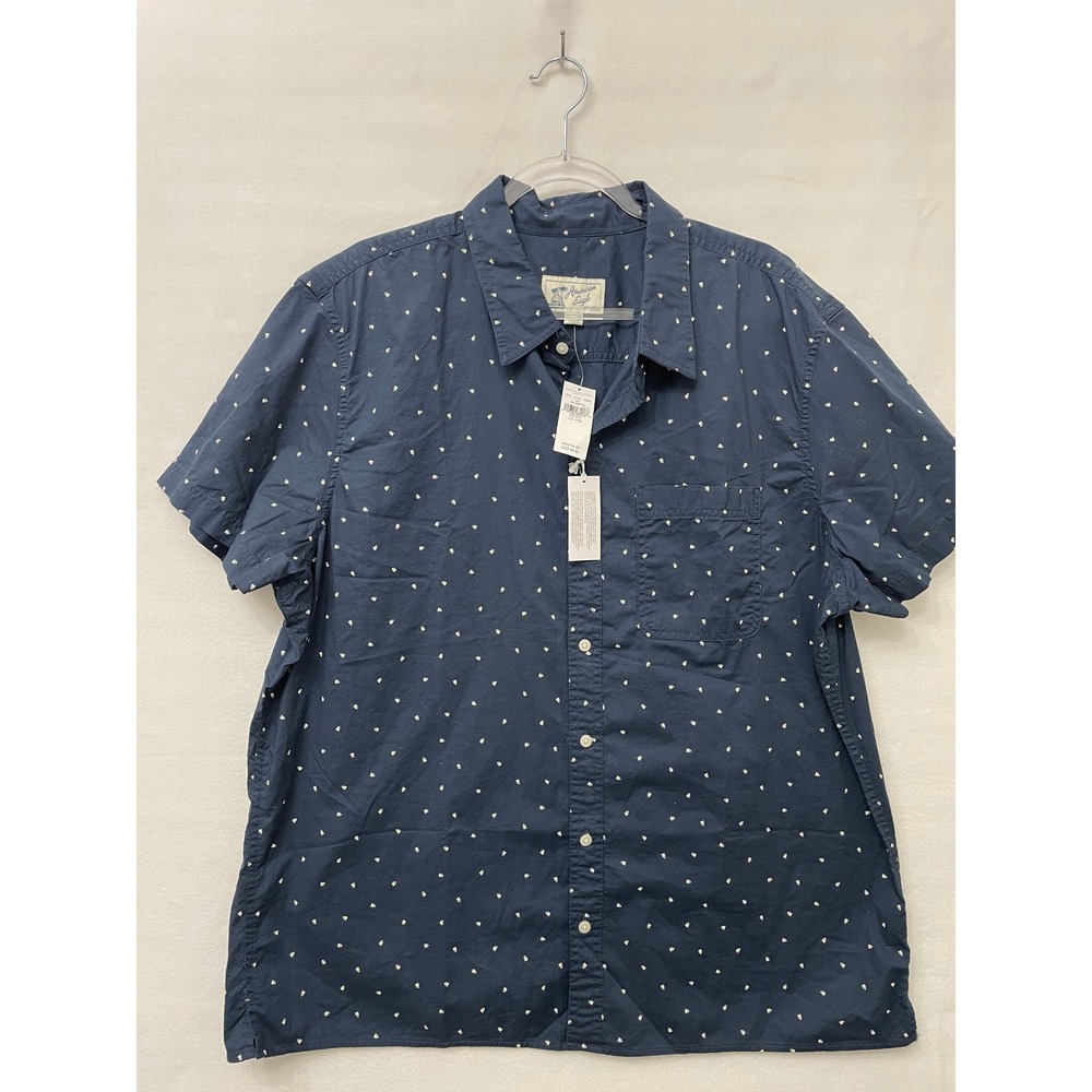 NWT American Eagle Mens Button Down Shirt Size XXL Blue Triangle Print Casual